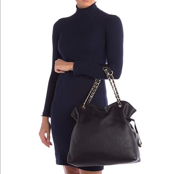 Tory Burch Bombe Slouchy Large Leather Tote -Black - Picture 5 of 8